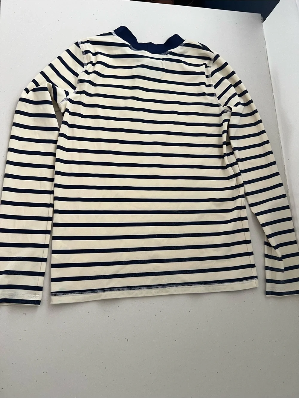 Mini Boden Kids 13-14Y Navy Cream Striped Rash Guard UPF 40+ Swim Shirt